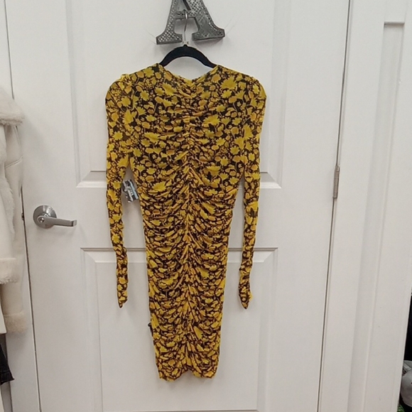 Ganni Black and Yellow Floral Long Sleeve Dress - Picture 2 of 7